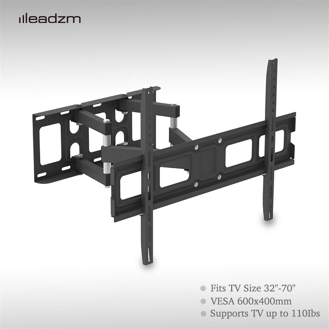 Black tilting TV wall mount bracket with wide base frame and two vertical plates