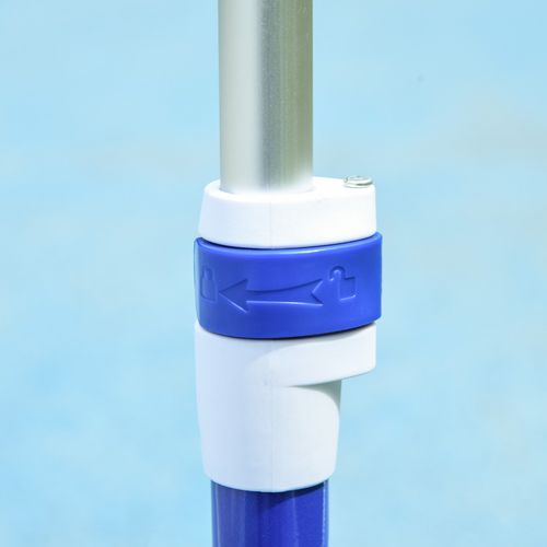 Adjustable handle joint on a blue-and-white kids 3-wheel scooter