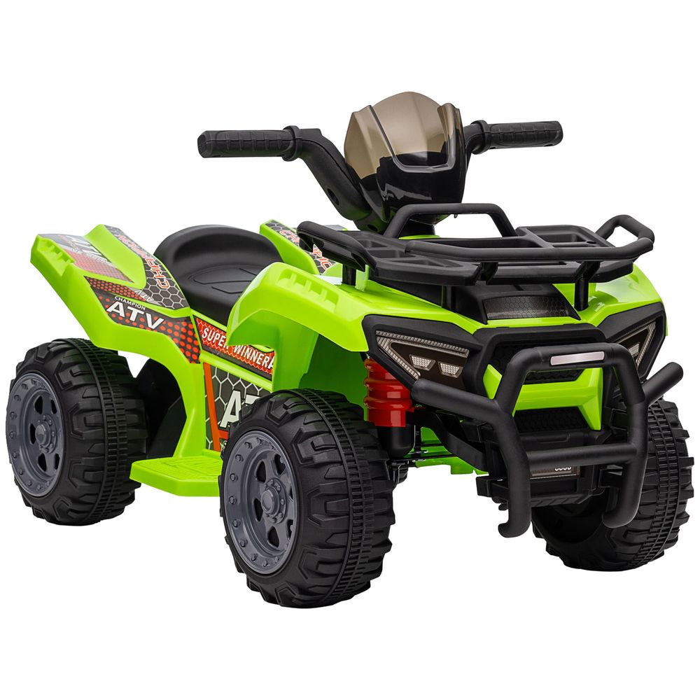 Lime green kids electric quad bike ATV with black handlebar and seat