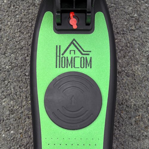 Green scooter deck with black rubber control pad and charging port cover