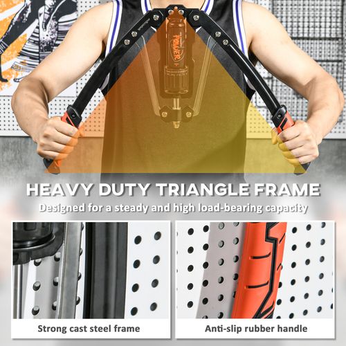 Kids 3-wheel scooter frame with heavy-duty triangular design and orange-red handle grips