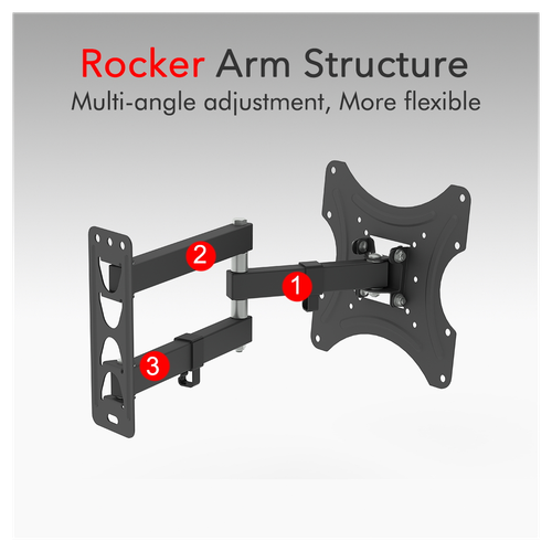 Multi-angle rocker arm structure TV wall mount bracket, black plates