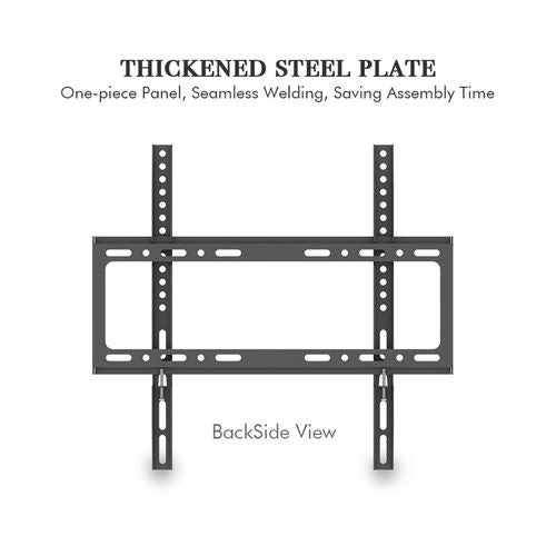 Black TV wall mount bracket back side with thick steel plate and support arms
