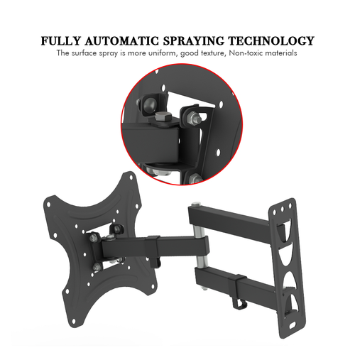 TV wall mount bracket with evenly sprayed coating on black metal arms