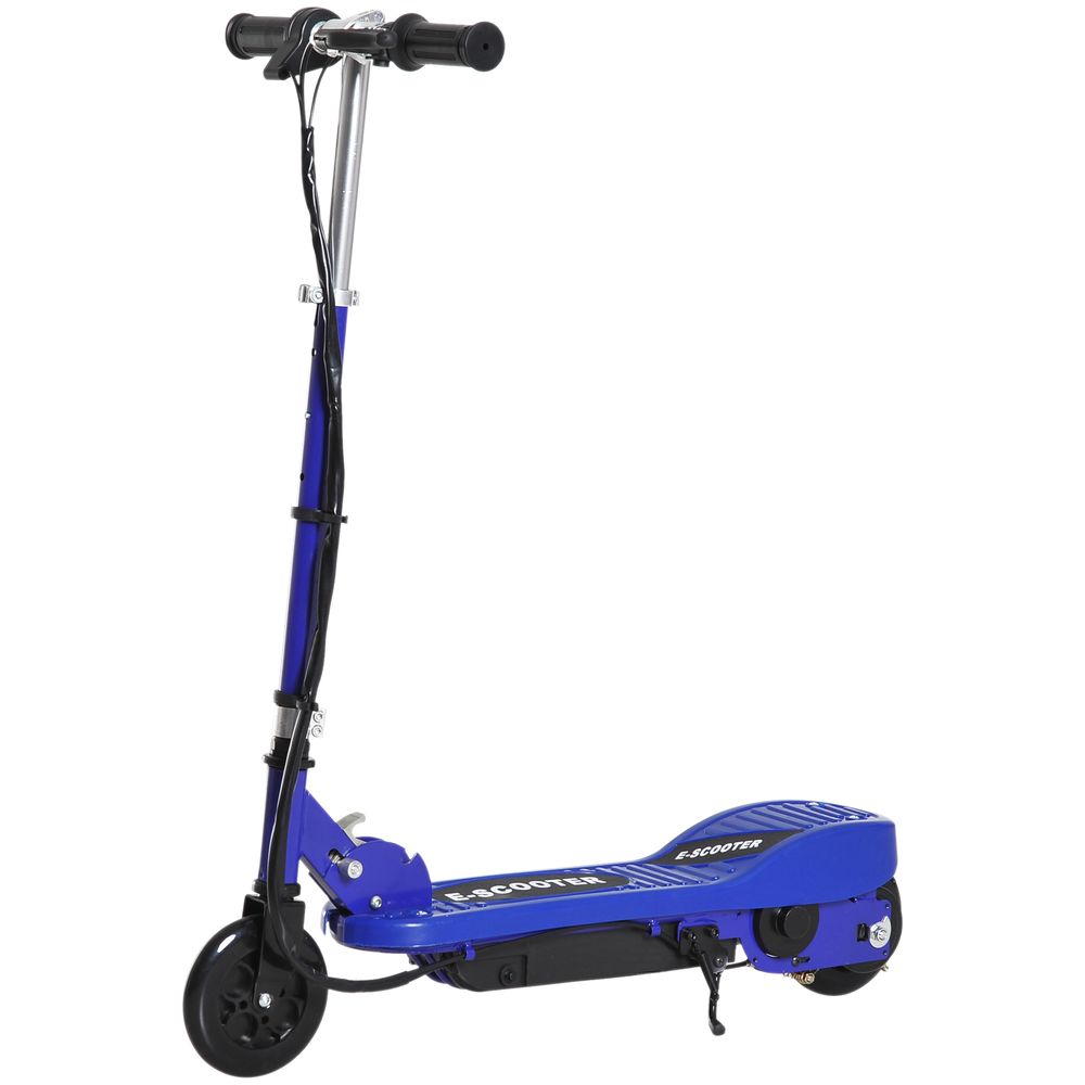 Blue kids electric scooter with adjustable handlebar and wide front wheel