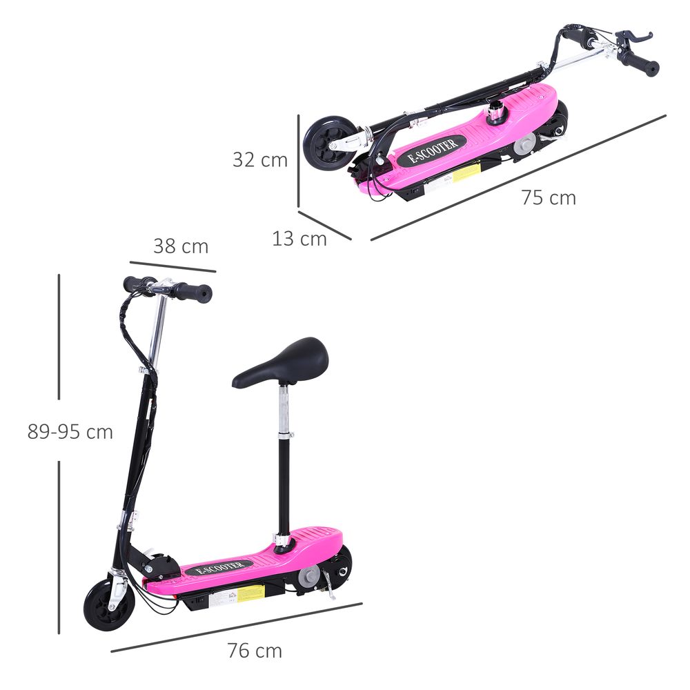 Pink and black kids electric ride-on scooter with adjustable handle and seat
