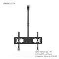 Retractable ceiling TV mount bracket with black support pole and mounting arms