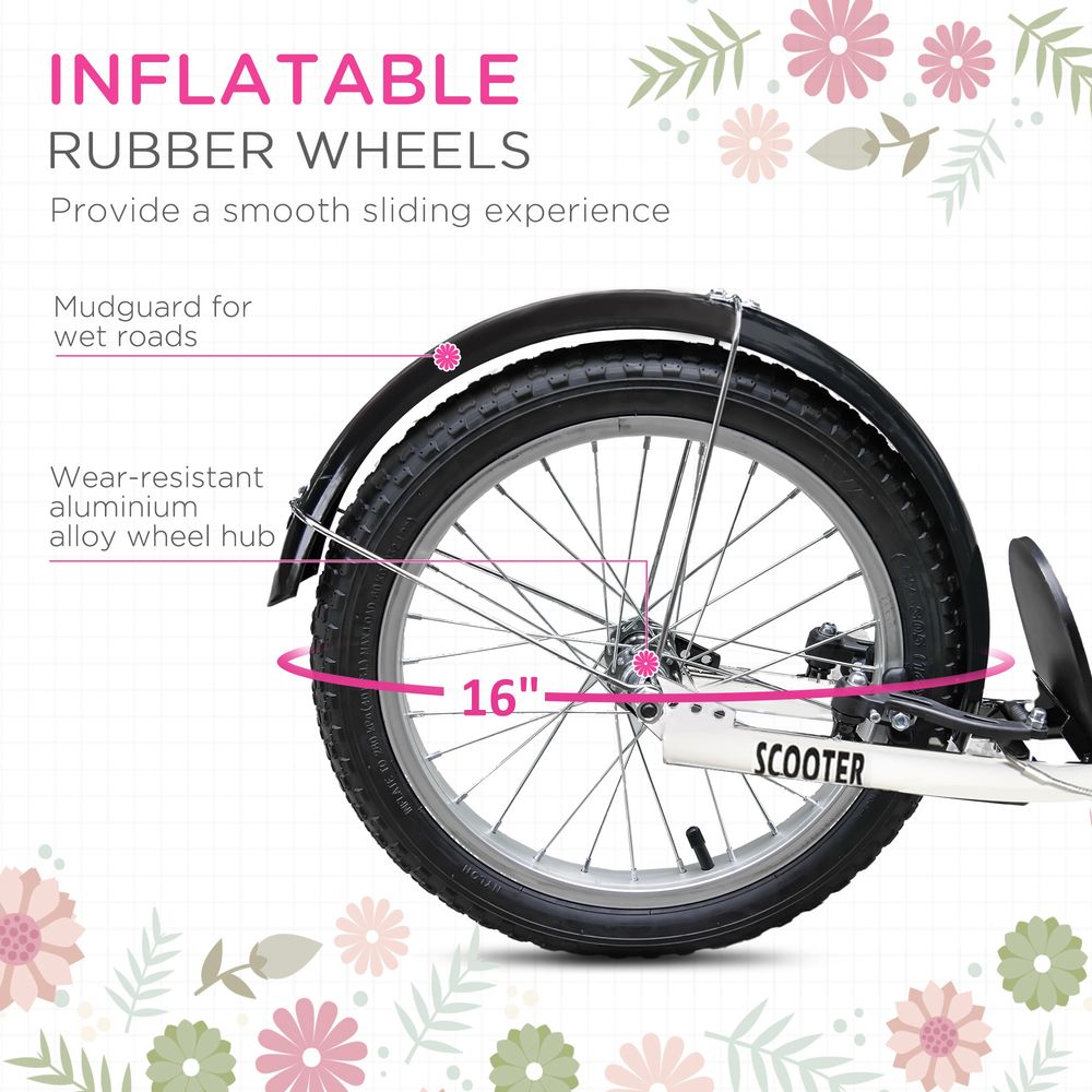 16 in front wheel for kids ride-on scooter with black rubber tire and front mudguard