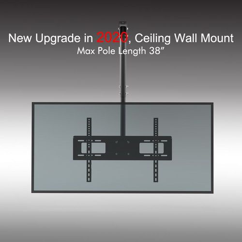 Ceiling TV mount bracket with adjustable center pole for flat-screen mounting
