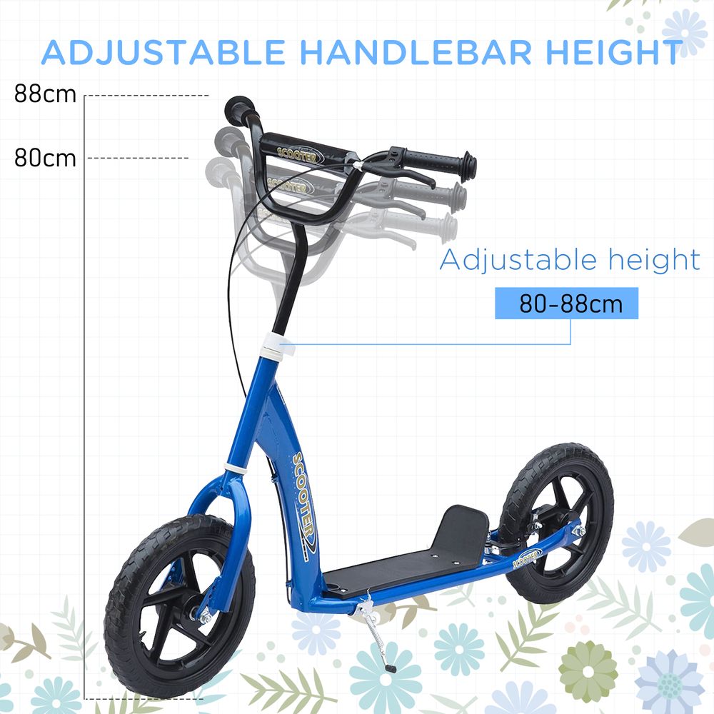 Blue kids scooter with adjustable handlebar and front wheel