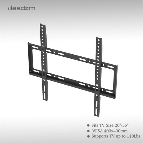 Black TV wall mount bracket with angled mounting rails and horizontal crossbar