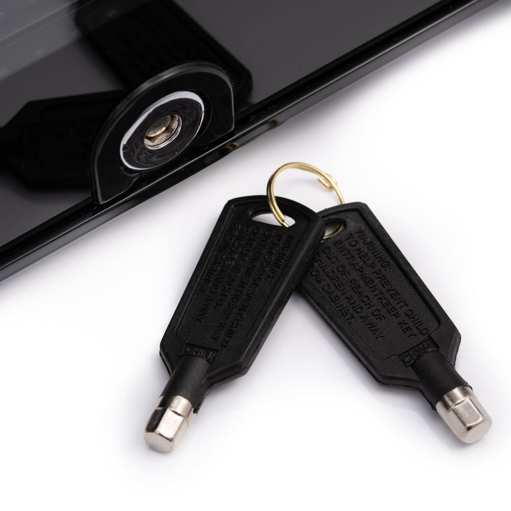 Wine cooler lock and two keys with metal blades
