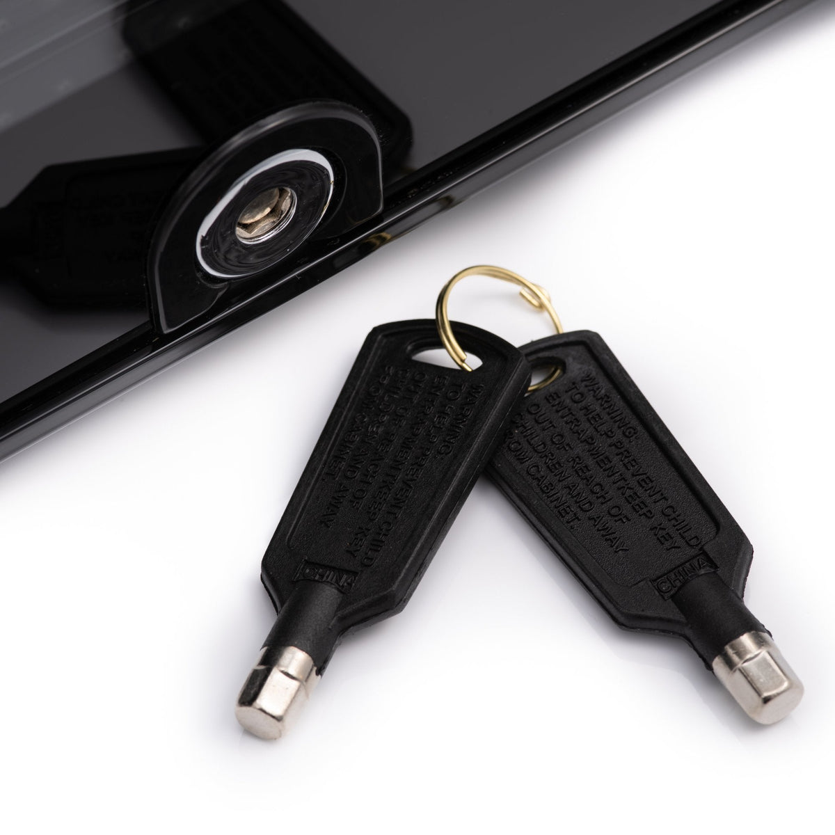 Wine cooler lock keys with metal tips and key ring